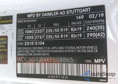 2019 Mercedes-Benz Glc 300 from USA, damaged, VIN WDC0G4JB4KF608665